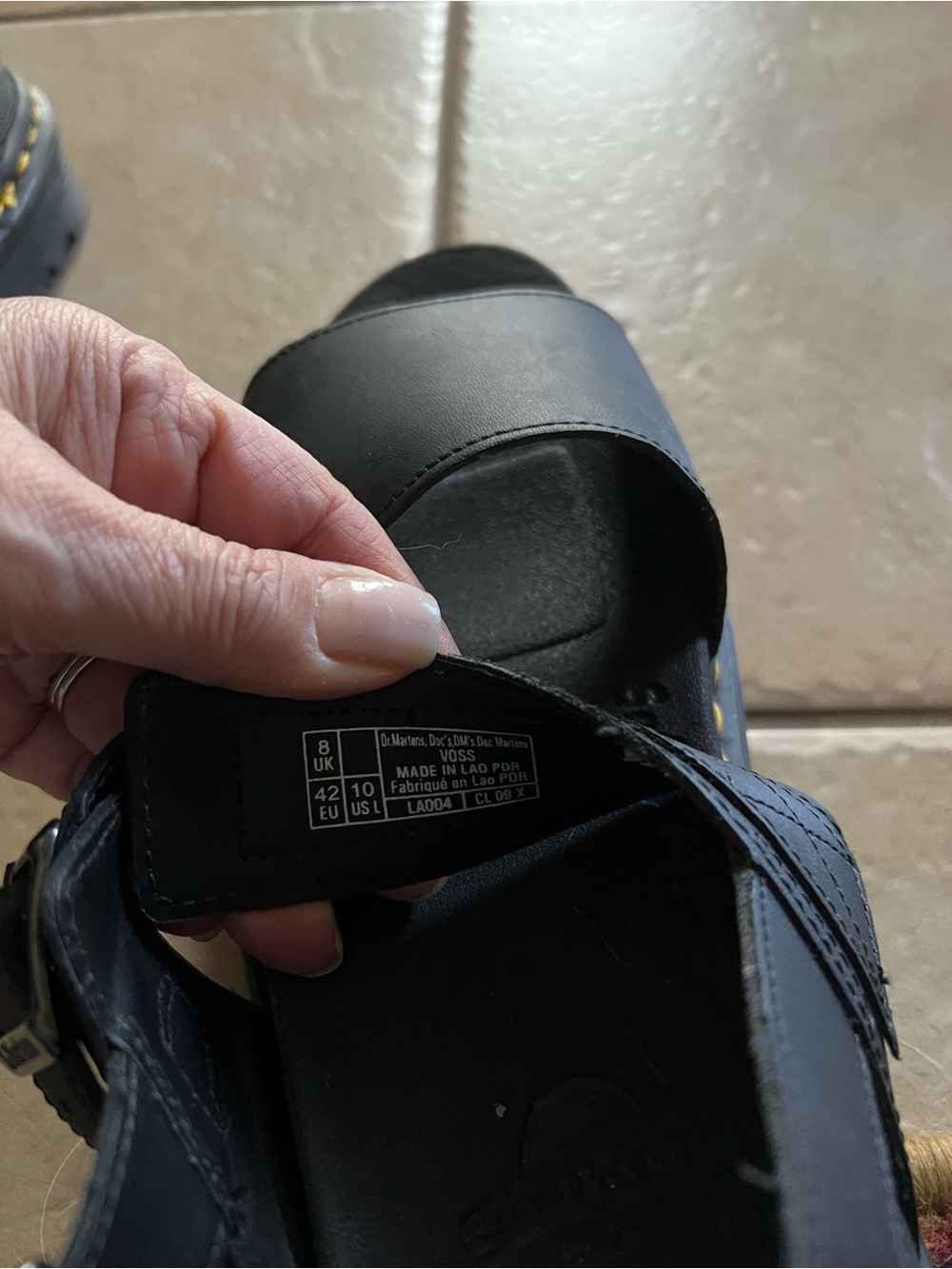 NWT Dr Martens VOSS Black Leather Platform Sandals with Yellow Stitching - Picture 5 of 5